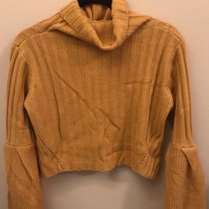 Golden Cropped Sweater with Bell Sleeves